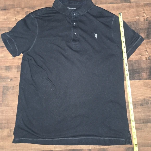 All Saints Black Short Sleeve Polo Shirt Youth Large Minimalist Quiet Luxury - Picture 3 of 9